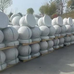 绵阳 白麻花岗岩石材圆球，石球，挡车球，隔离球，景观石球，风水球等