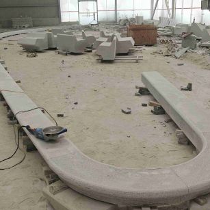 绵阳 芝麻白花岗岩弧形花坛石，坐凳石