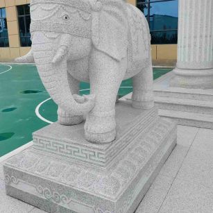 绵阳 白麻花岗岩动物异形石雕-大象