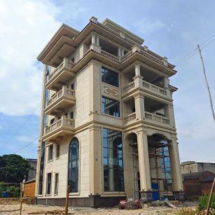 绵阳 黄金麻花岗岩石材别墅外墙干挂搭配（雕花栏杆花瓶柱门楼罗马柱）