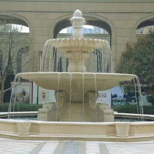 绵阳 黄金麻花岗岩异型加工——户外庭院石雕流水喷泉