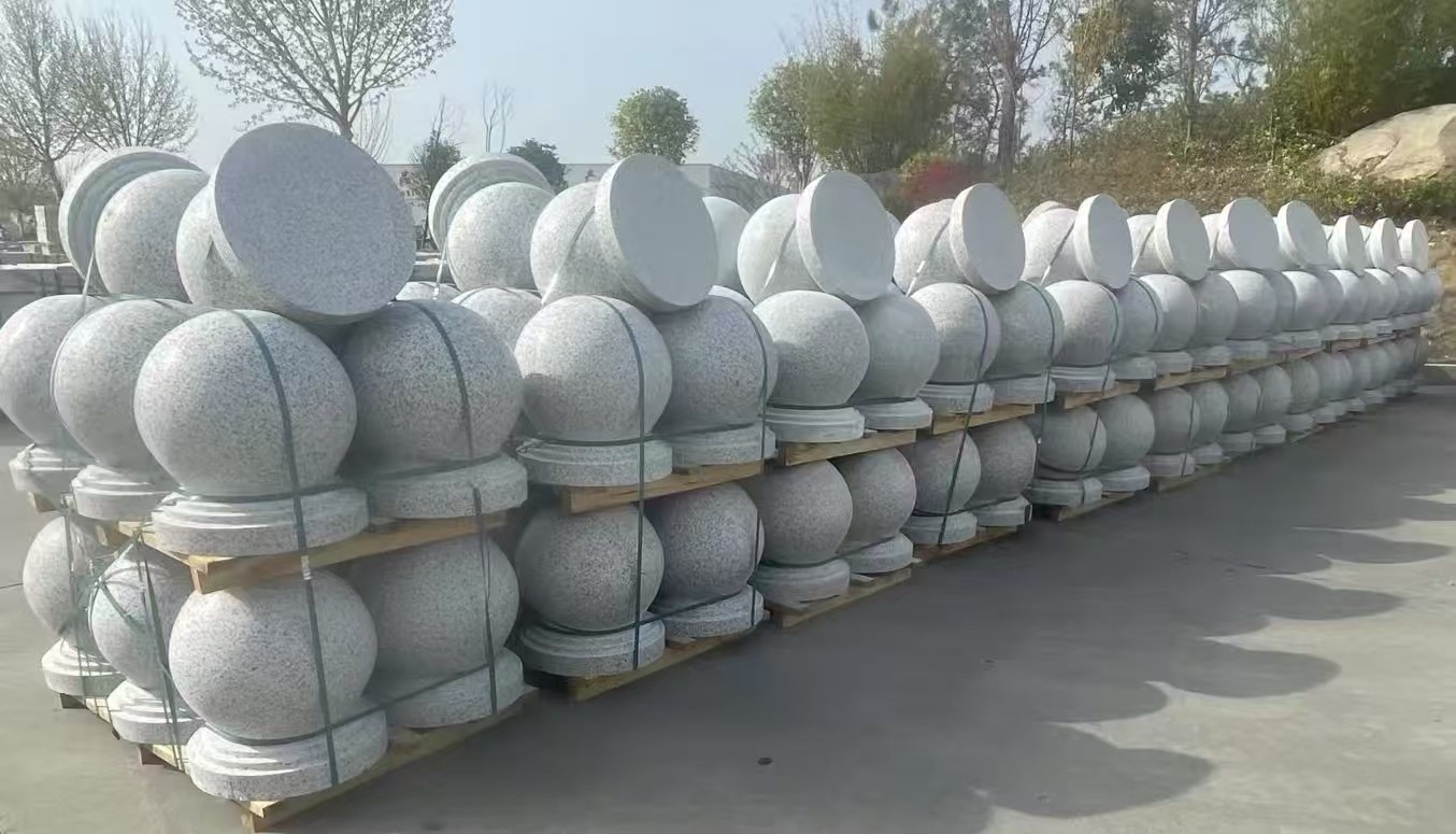 绵阳 白麻花岗岩石材圆球，石球，挡车球，隔离球，景观石球，风水球等