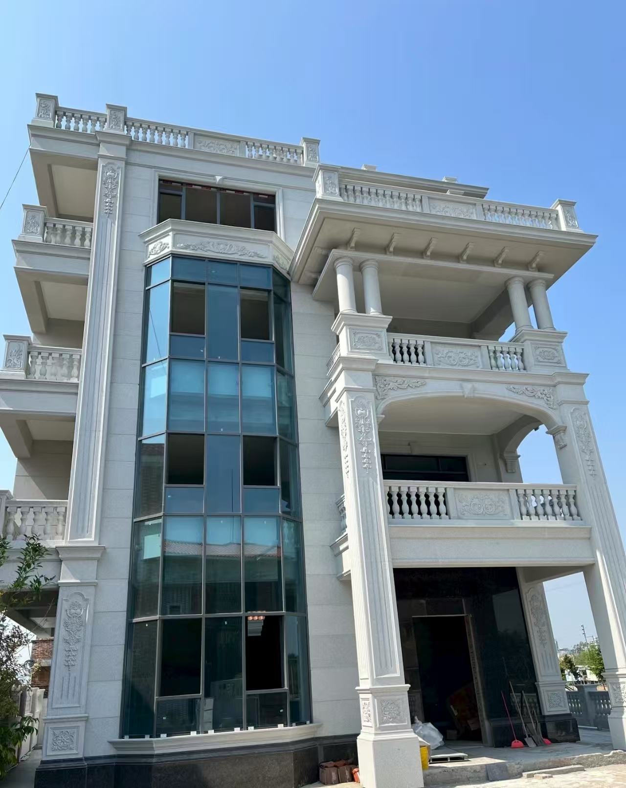 绵阳 白麻花岗岩别墅外墙干挂效果展示