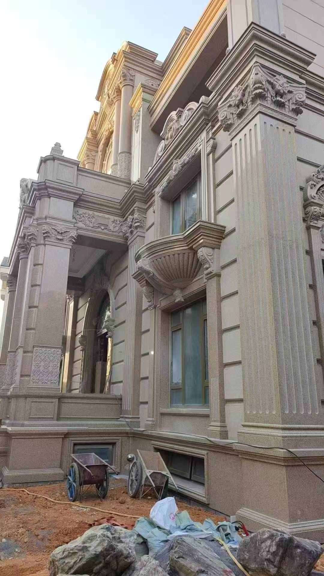 绵阳 黄金麻花岗岩光面别墅外墙干挂施工完成