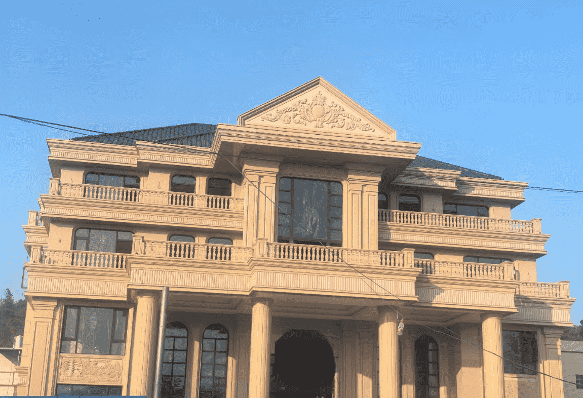 绵阳黄金麻别墅外墙干挂石材效果示例